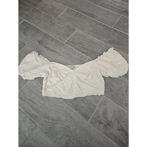Sophie Rue Crop Bubble Poof Sleeve Cream Off White Size Medium‎